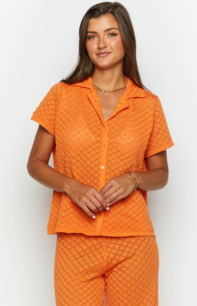 Zaida Orange Knit Top Image