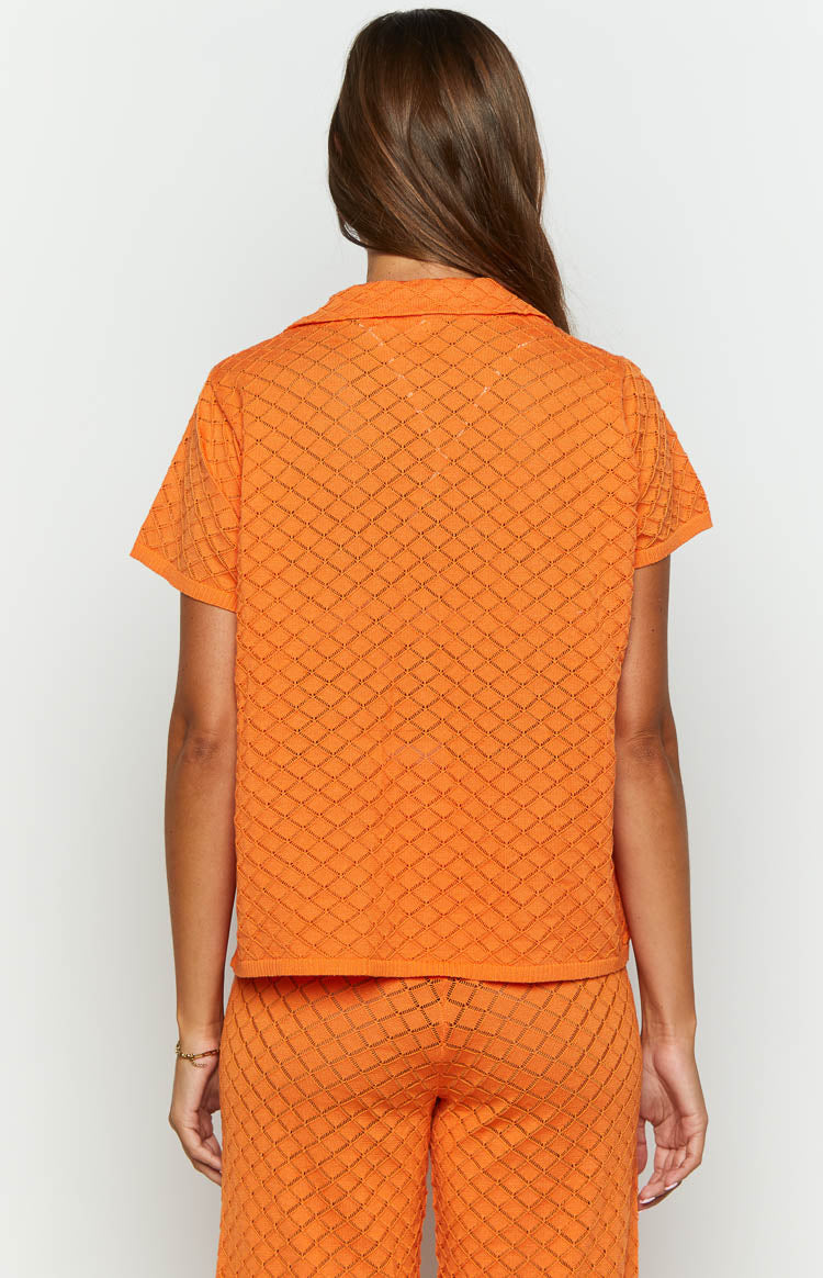 Zaida Orange Knit Top Image