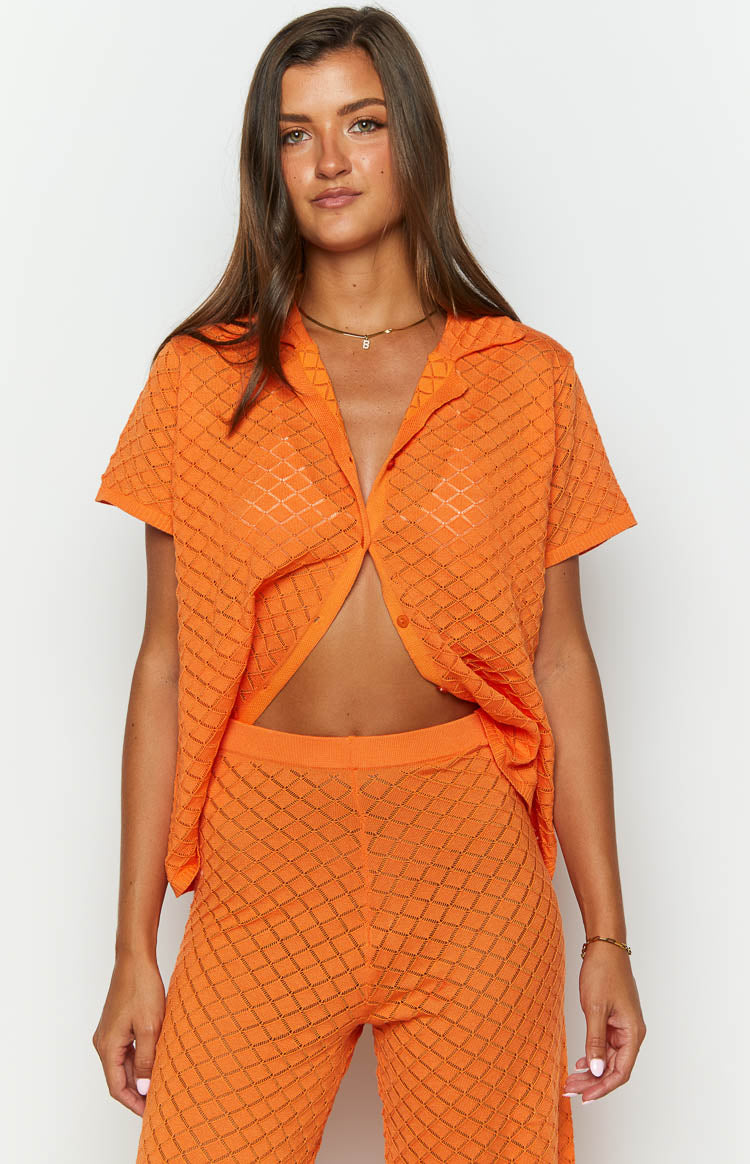 Zaida Orange Knit Top Image