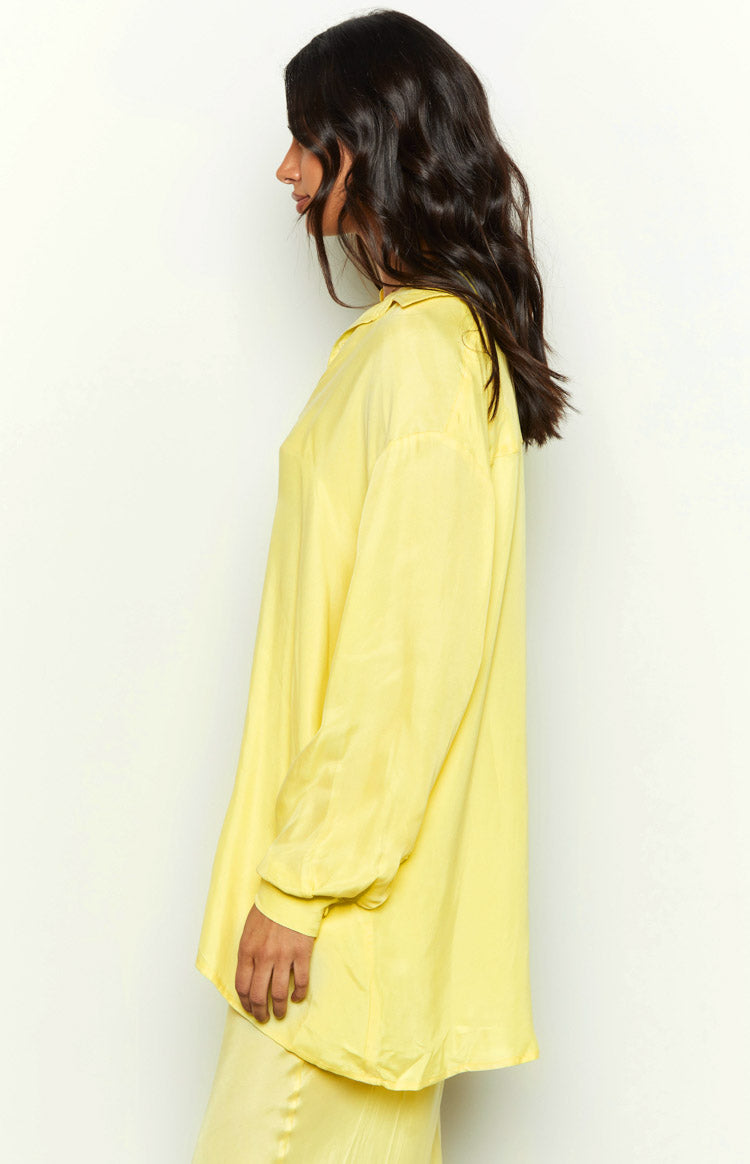 Zariah Yellow Cupro Button Up Shirt Image