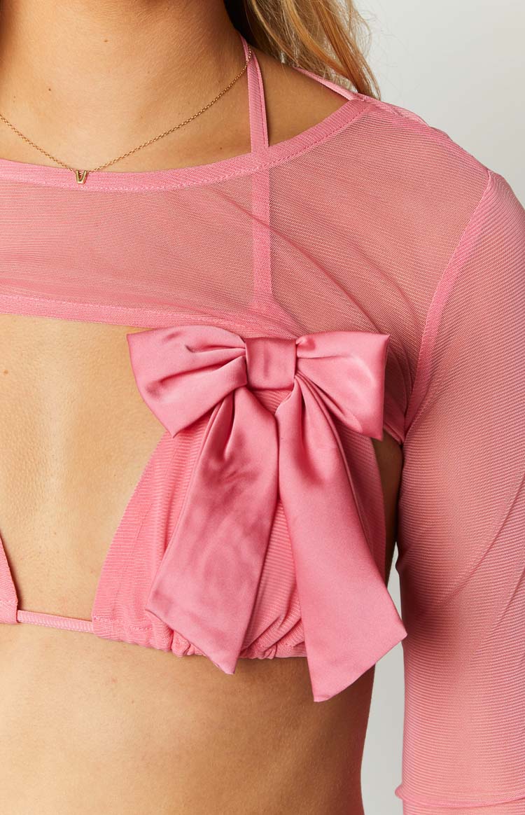 Zayden Pink Mesh Bow Top And Bolero Image