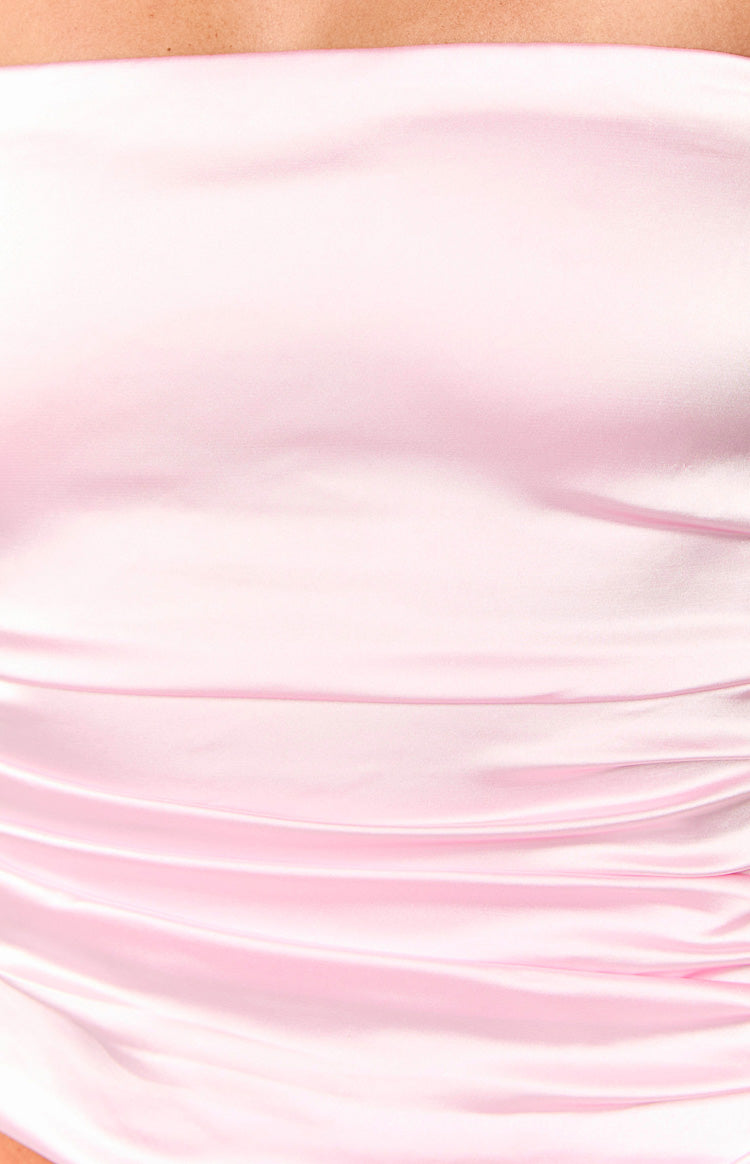 Zaylee Pink Strapless Satin Top Image