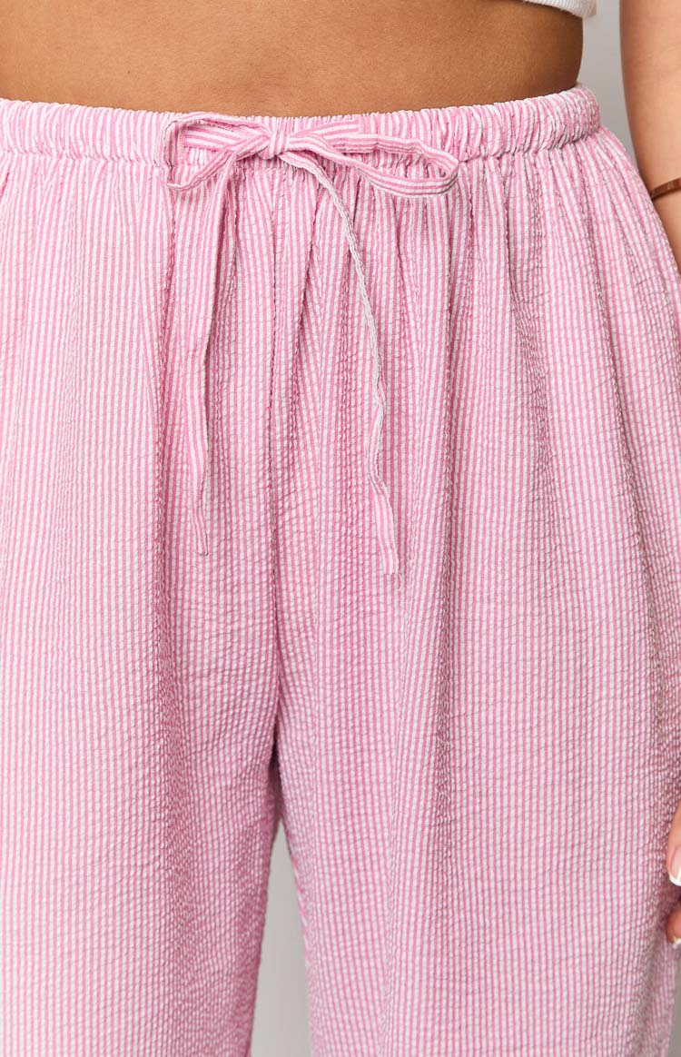 Cici Pink Striped Drawstring Pants Image