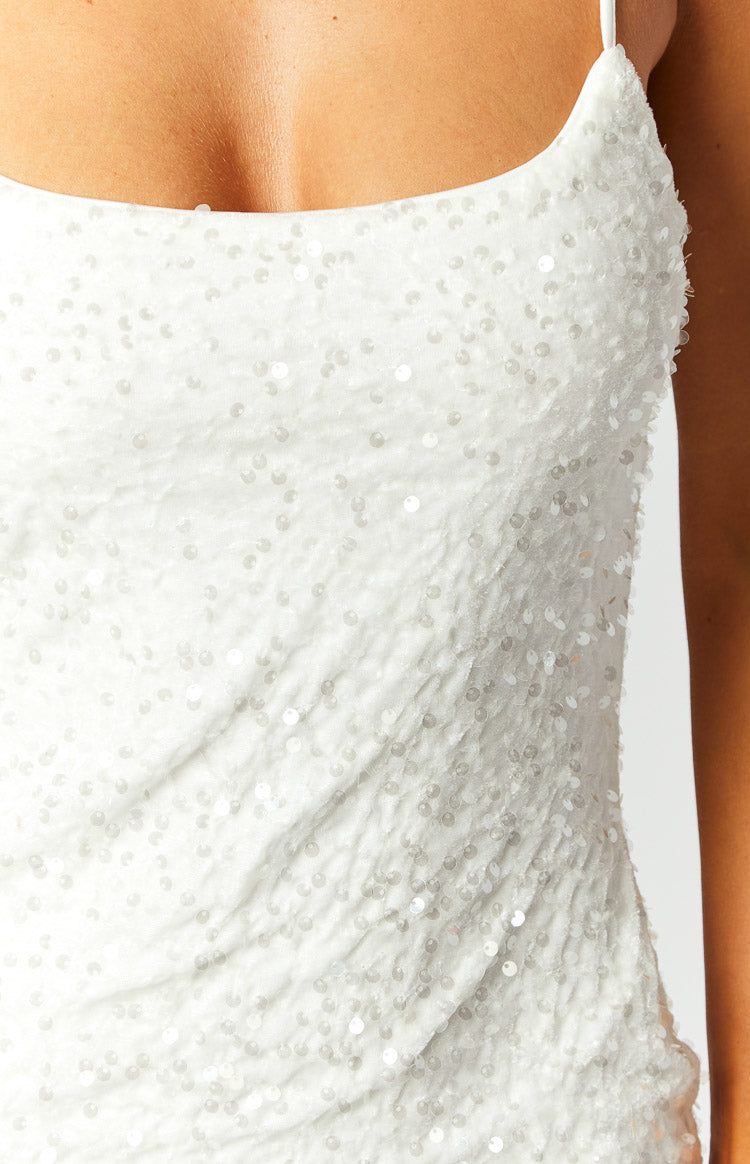 Dallas White Sequin Mini Dress Image