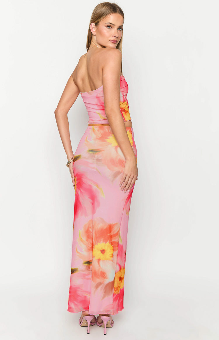 Esha Pink Floral Maxi Skirt Image