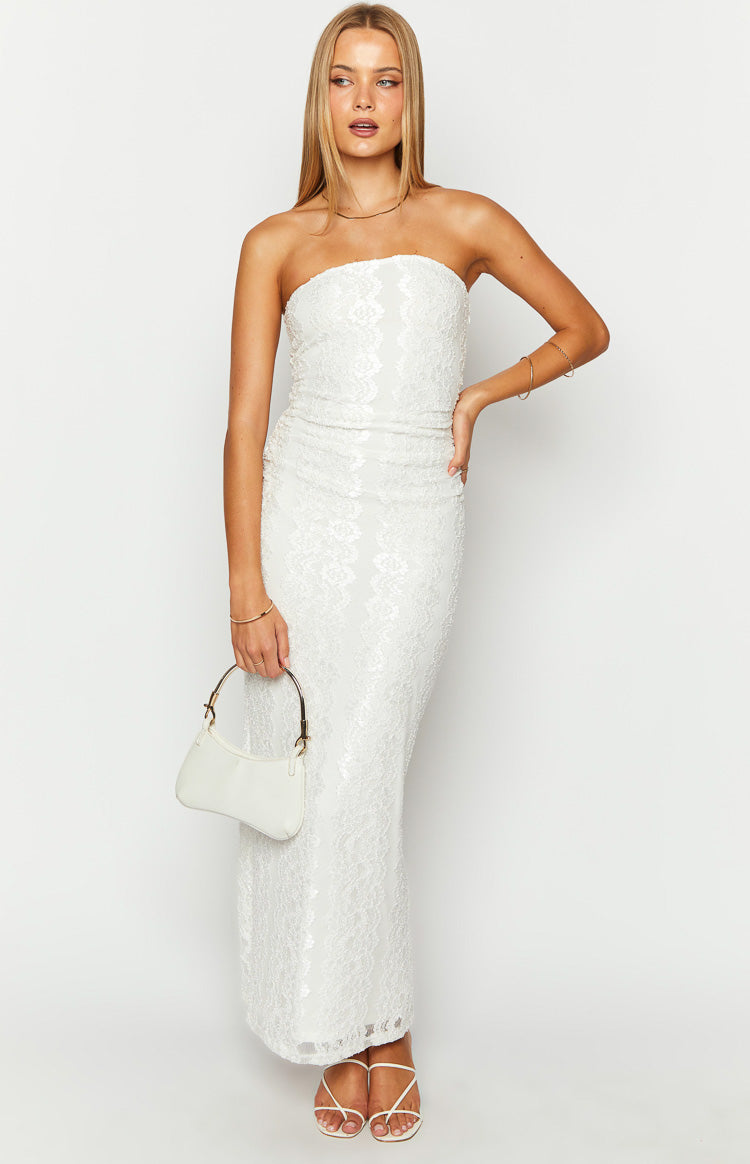 Imogen White Lace Strapless Maxi Dress Image