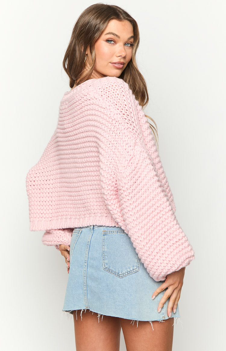 Jen Light Pink Knit Cardigan Image