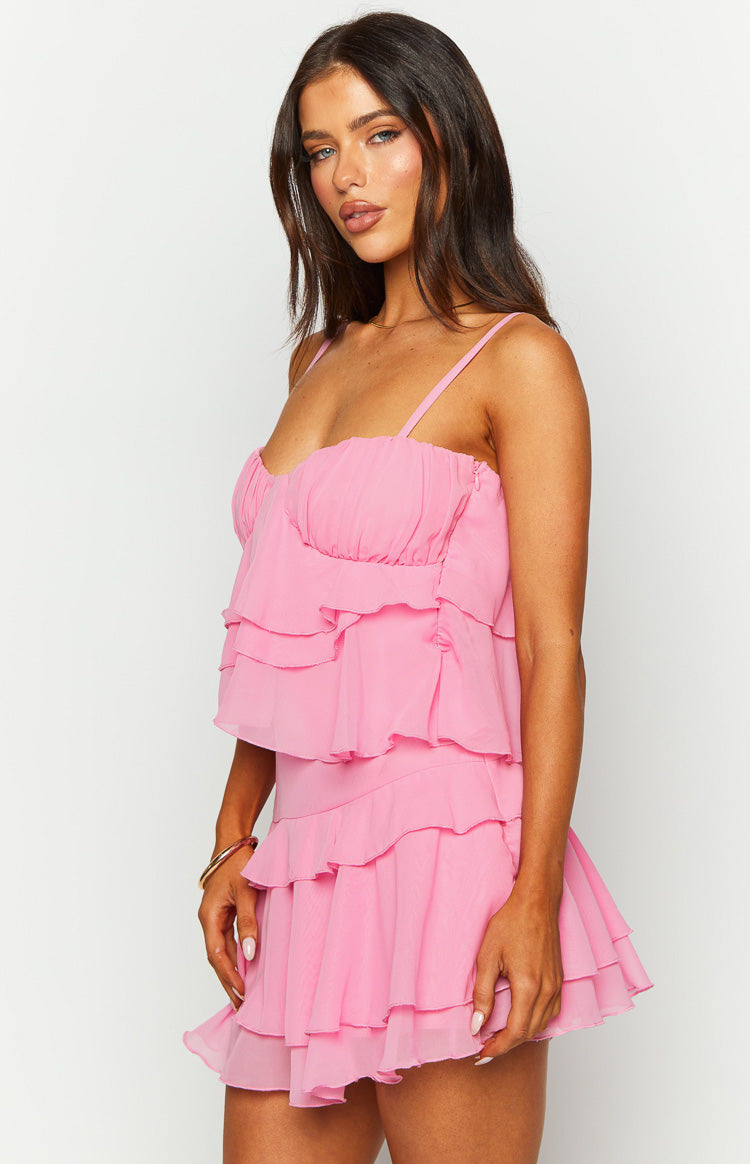 Kamala Pink Ruffle Mini Dress Image