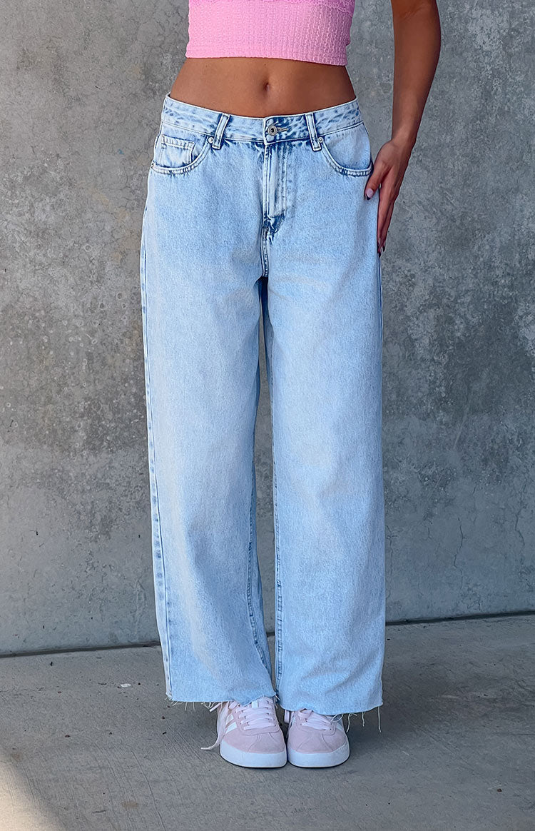 She's Yours Vintage Blue Denim Wide Leg Boyfriend Jeans Image