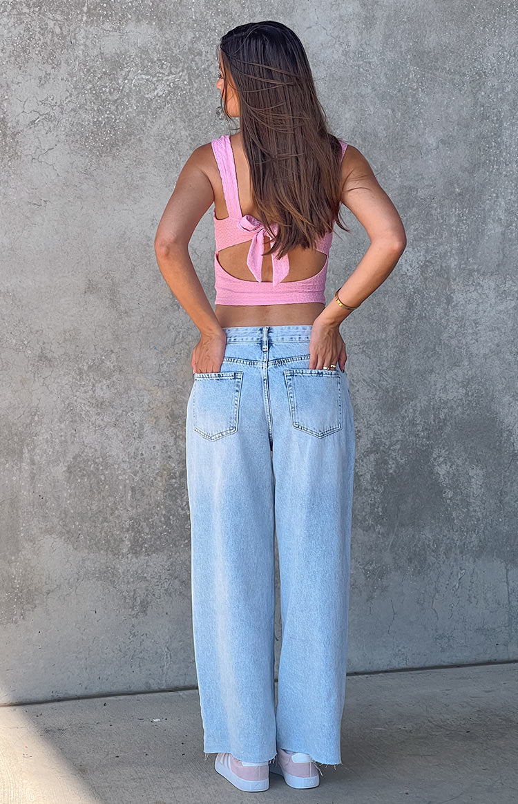 She's Yours Vintage Blue Denim Wide Leg Boyfriend Jeans Image