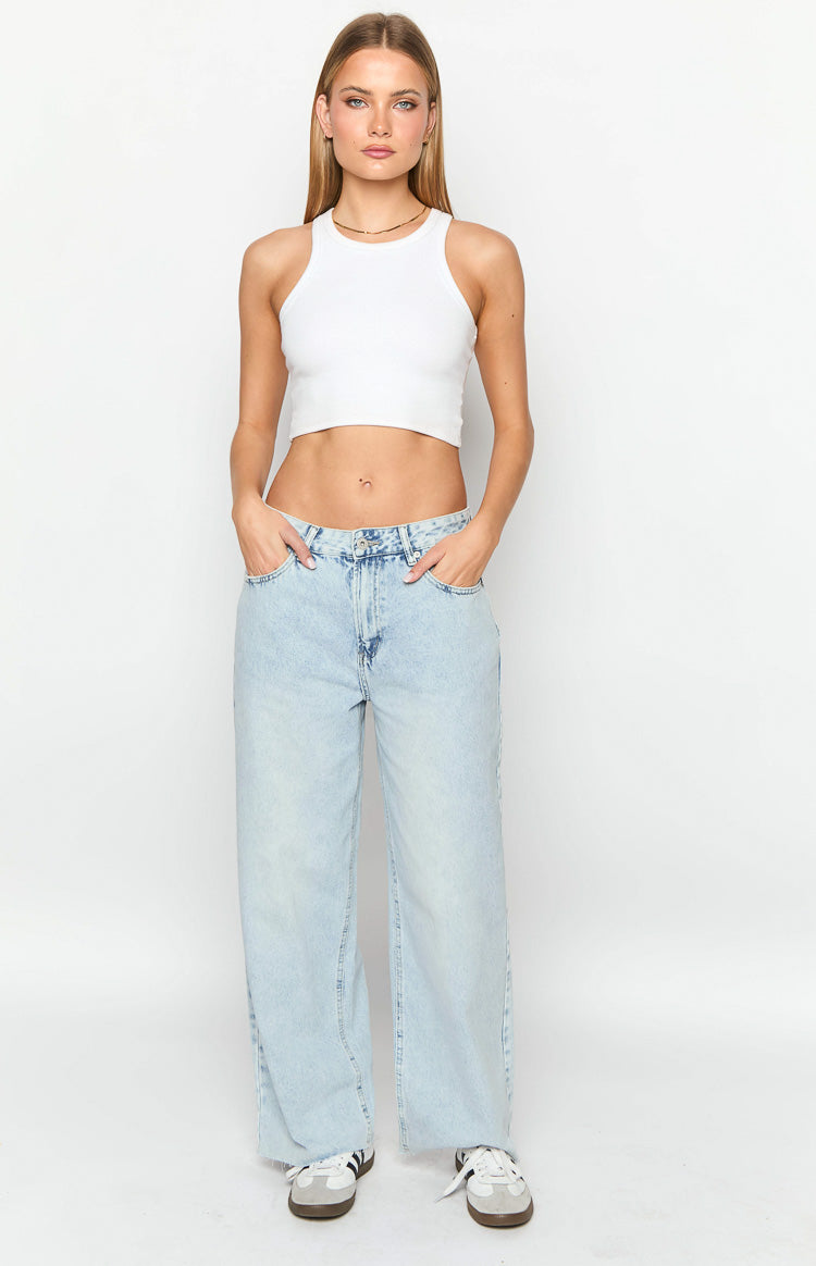 She's Yours Vintage Blue Denim Wide Leg Boyfriend Jeans Image