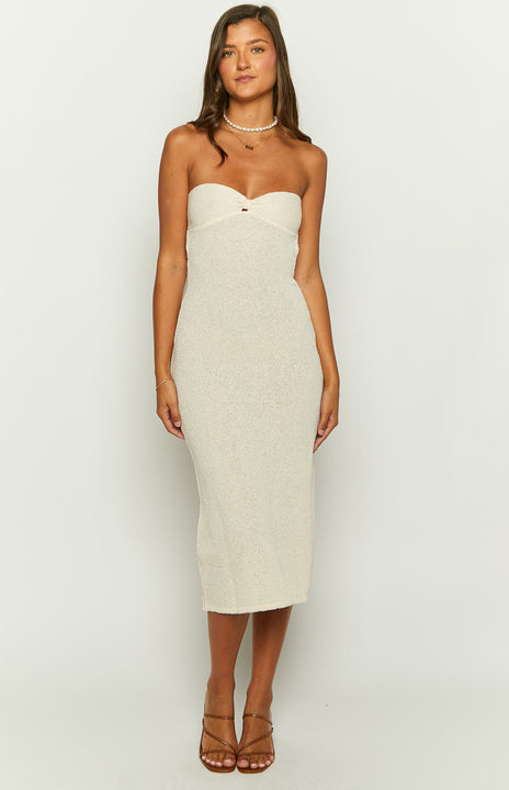 Skye Cream Knit Midi Dress Image