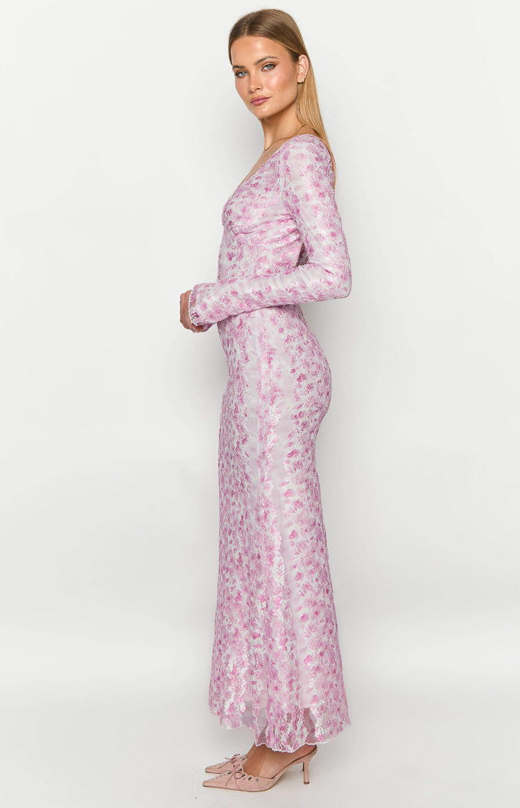 Zach Pink Long Sleeve Maxi Dress Image