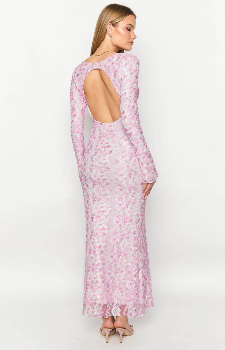 Zach Pink Long Sleeve Maxi Dress Image