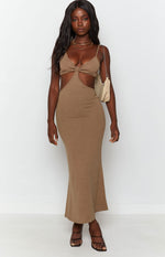 Catalina Cut Out Midi Dress Brown Image