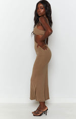 Catalina Cut Out Midi Dress Brown Image
