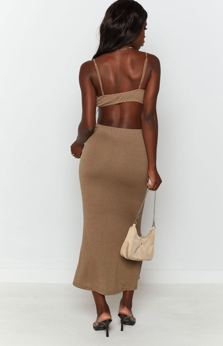 Catalina Cut Out Midi Dress Brown Image