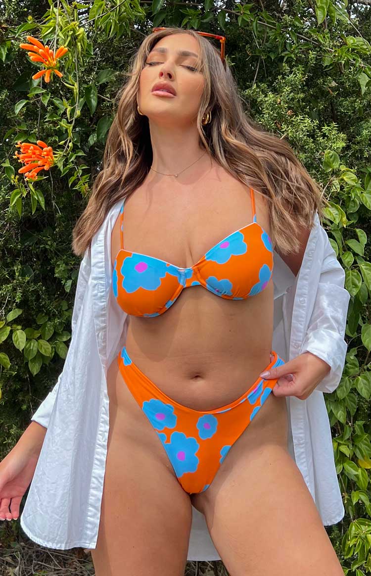 9.0 Swim Luella Orange Floral Bikini Bottoms Image