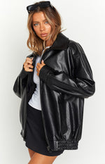 Abbi PU Black Bomber Jacket – Beginning Boutique