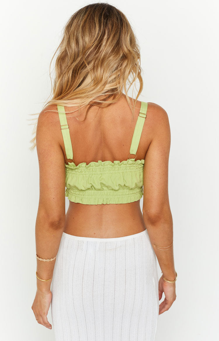 Green Lace Crop Top
