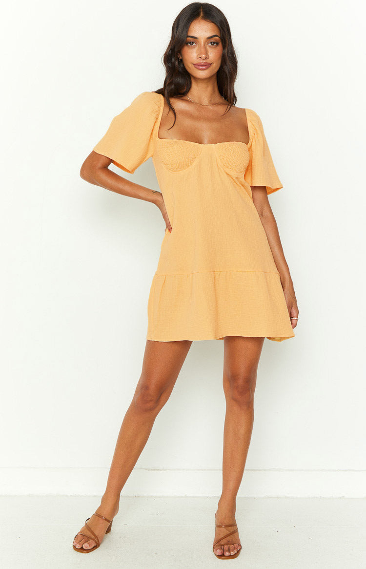 Alexa Yellow Mini Dress Beginning Boutique