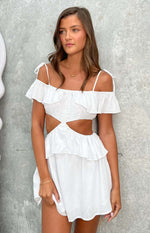 Alyssa White Ruffle Mini Dress Image