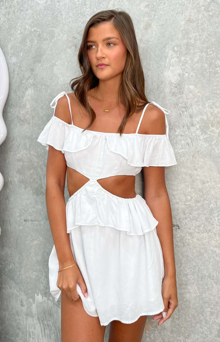 Alyssa White Ruffle Mini Dress Image
