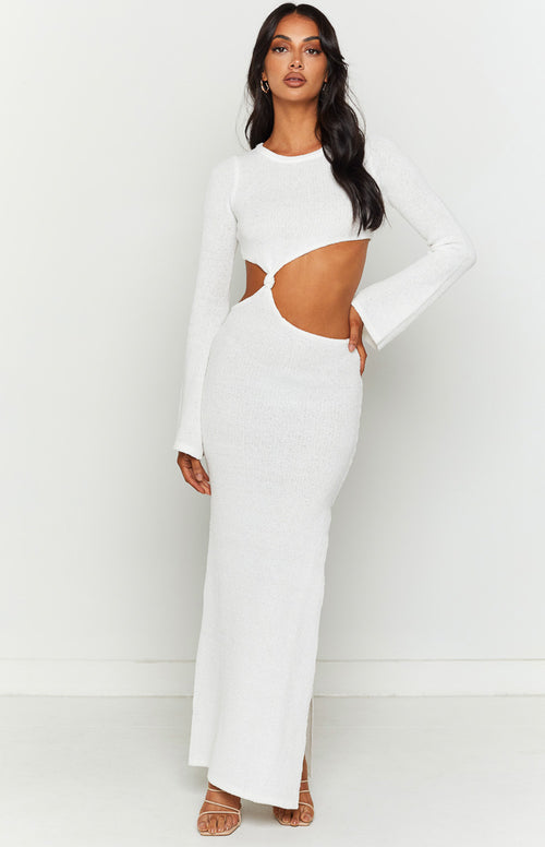 Arya White Long Sleeve Maxi Dress#N# #N# #N# #N# – Beginning Boutique