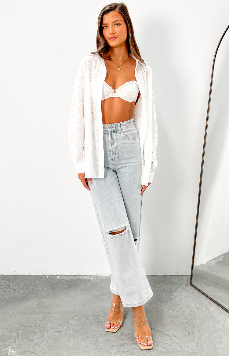 Ash White Button Up Top – Beginning Boutique