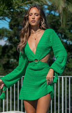 Cleo Crochet Dress Green Beginning Boutique