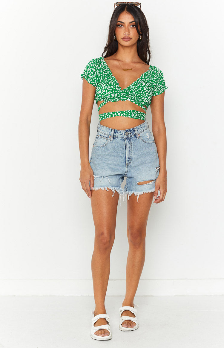 Colette Green Floral Crop Top Image