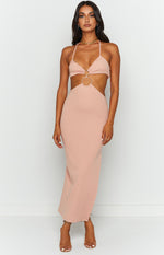 Earthling Beige Maxi Halter Dress Image