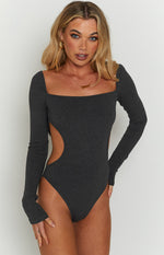 Elena Grey Long Sleeve Bodysuit Image