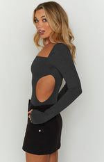 Elena Grey Long Sleeve Bodysuit Image