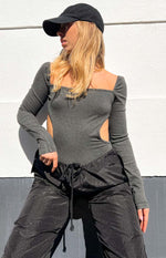 Elena Grey Long Sleeve Bodysuit Image