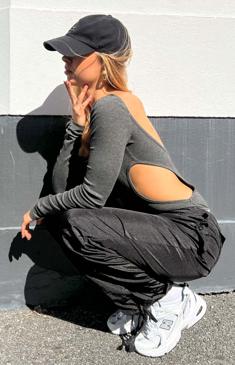 Elena Grey Long Sleeve Bodysuit Image