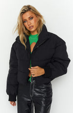 Fuego Puffer Cropped Jacket Black Image