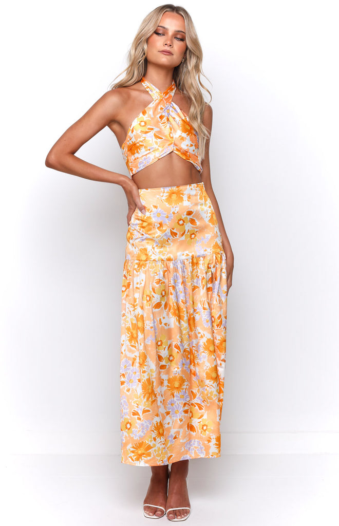 Juniper Orange Floral Maxi Skirt – Beginning Boutique