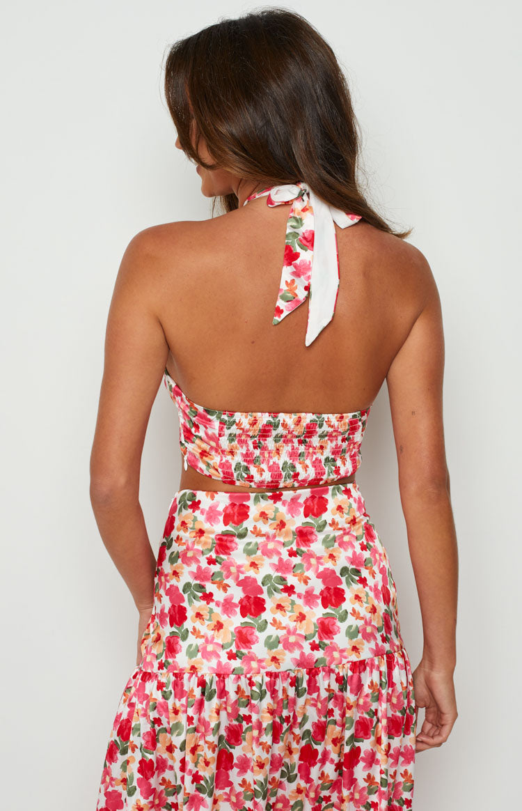 Juniper White Floral Halter Top Image