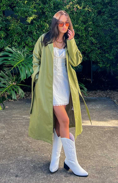 Green sale trench coat