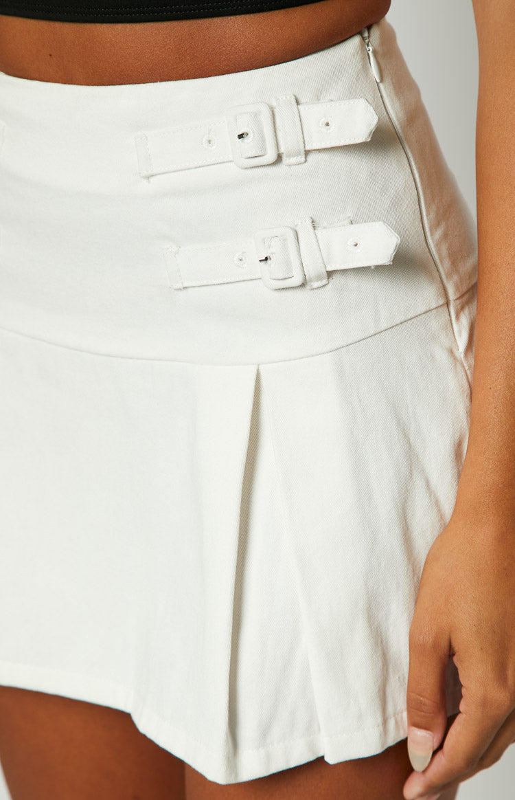 Karlee White Buckle Mini Skirt Image