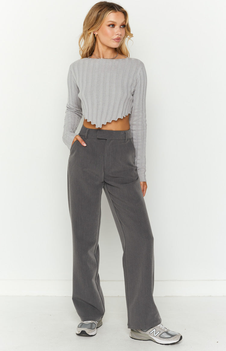 Kristin Grey Rib Sweater Image