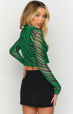 Lilliana Green Print Mesh Shirt Image