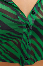 Lilliana Green Print Mesh Shirt Image
