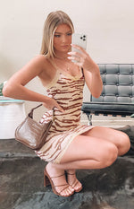 Nalah Animal Print Mini Dress Cream Image