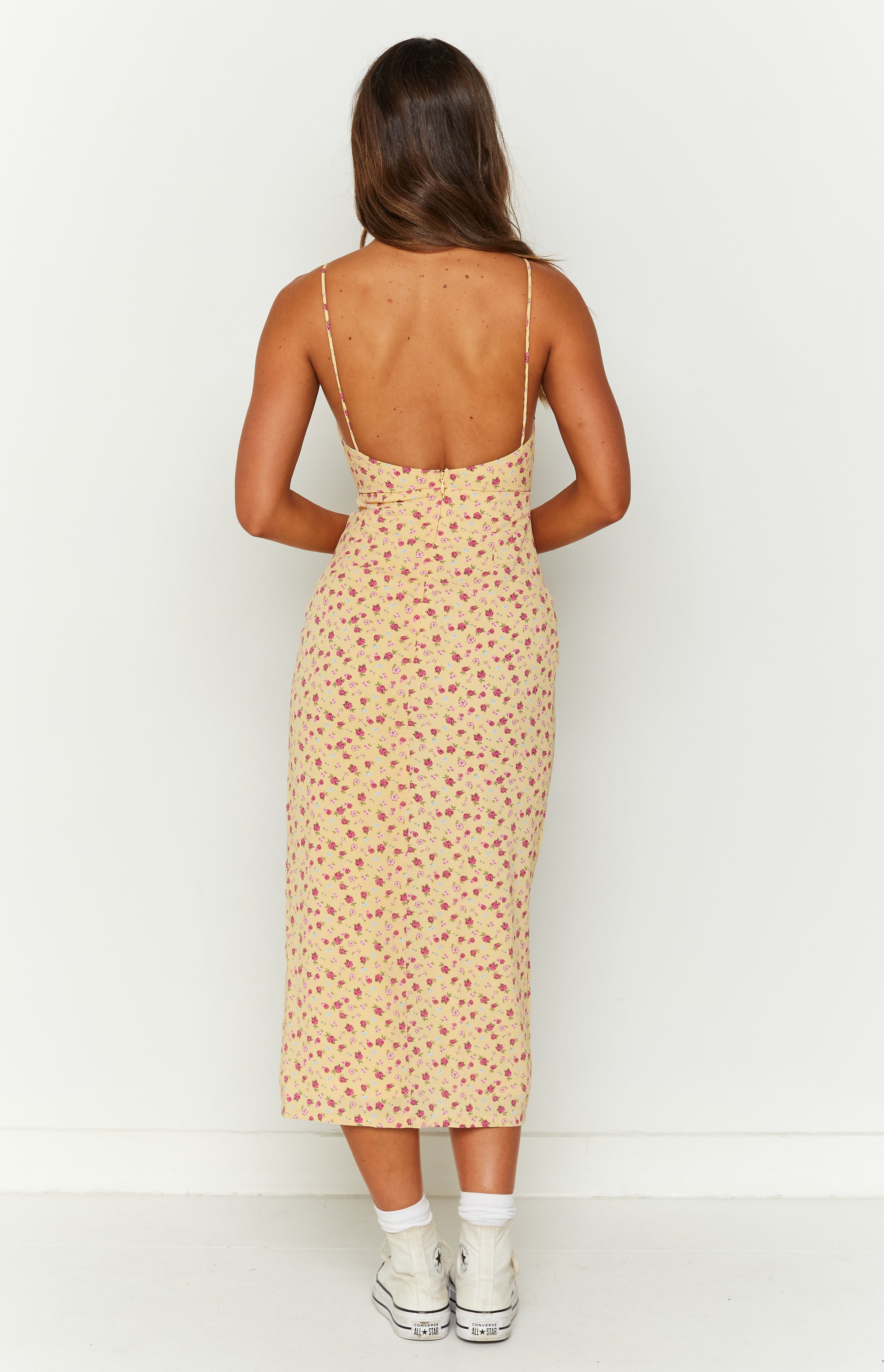 Paloma Yellow Floral Midi Dress Image