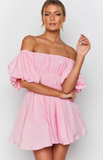 Paradise Puff Sleeve Dress Pink – Beginning Boutique