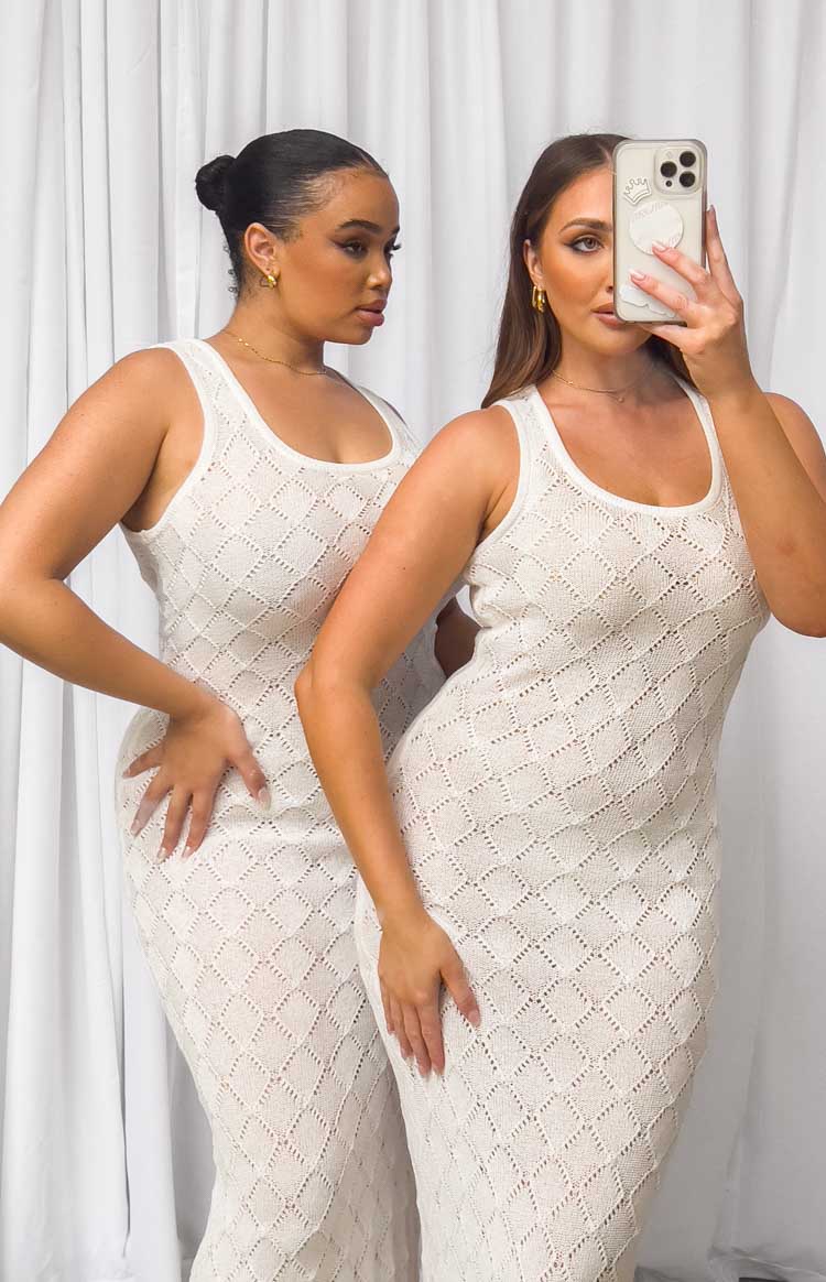 Piper White Knit Maxi Dress Image