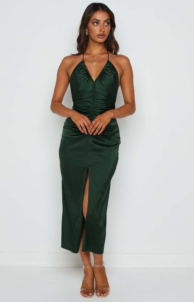 Rosey Emerald Midi Dress – Beginning Boutique