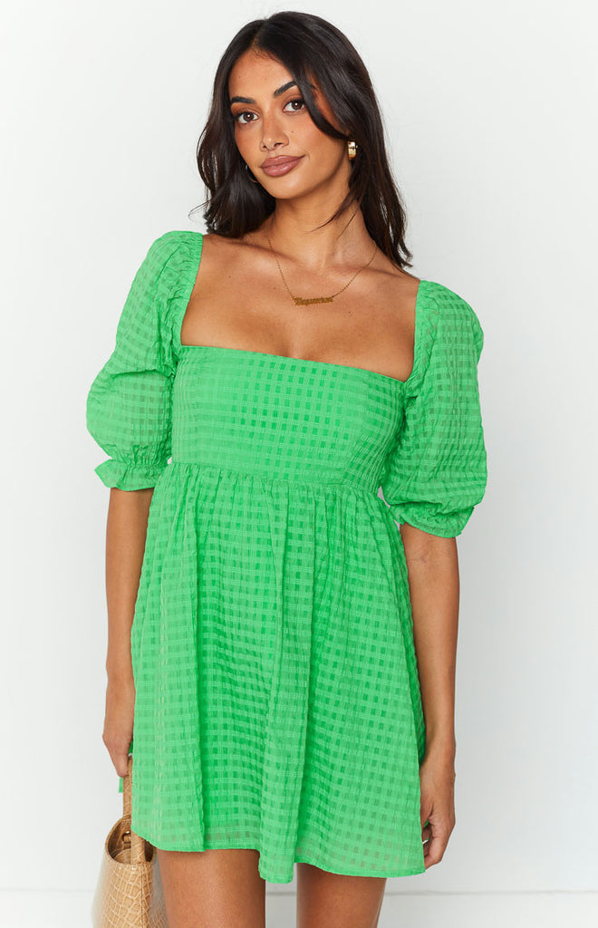 Rubi Green Babydoll Mini Dress Beginning Boutique